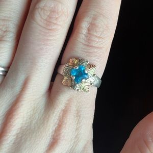Black Hills blue topaz ring